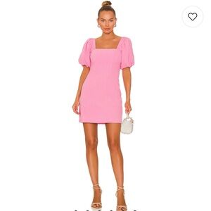 Chic Pink Puff Sleeve Mini Dress
